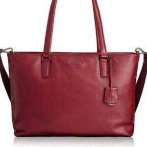 Tumi Voyageur Monika Leather Tote Bag in Berry Red